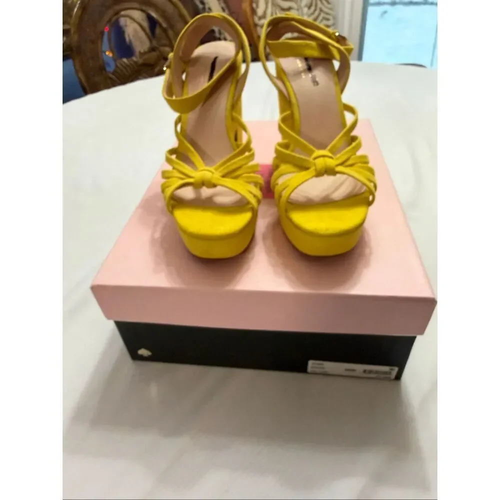 Kate Spade Glenn Strappy Yellow Platform Sandals Heels Size 6 M New NIB